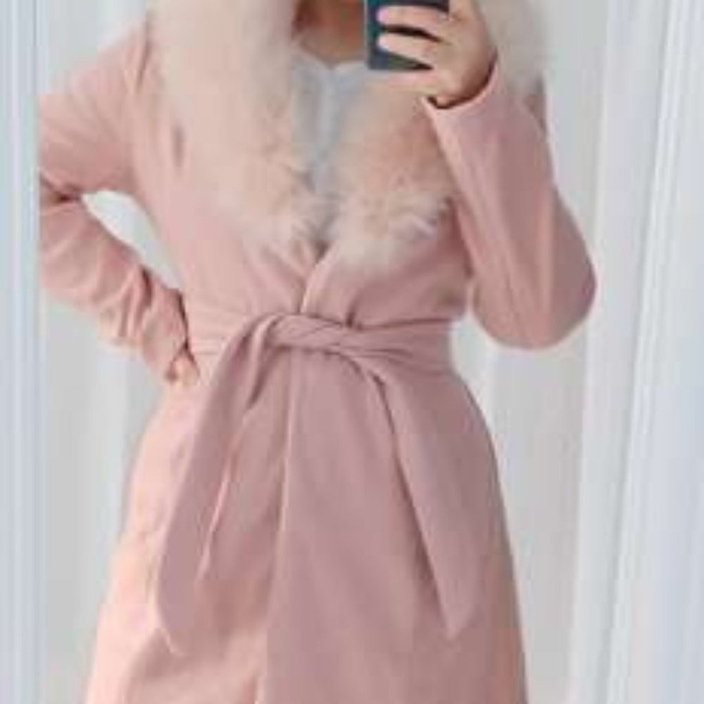Classic Contemporary business Chic Pink Trench Coa - Picture 9 of 11